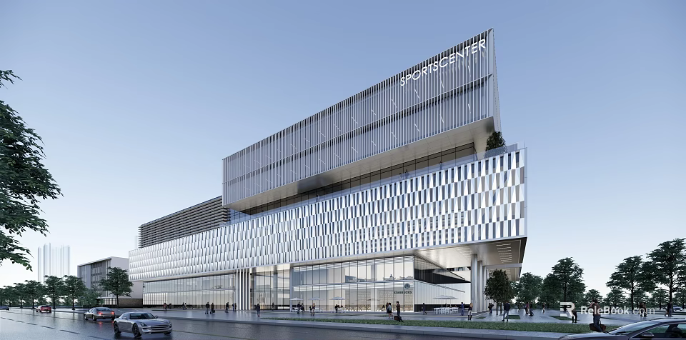 Modern SportsCenter Building With Glass Curtain Wall And Aluminum Exterior Design 3d model 