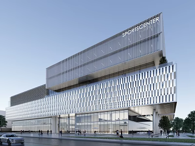 Modern SportsCenter Building With Glass Curtain Wall And Aluminum Exterior Design 3d model