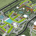Folding line conjoined letter modeling teaching building campus building 3d model