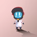 Cartoon Character With Red Cap Blue Screen Face White Outfit Black Gloves And Shoes 3d model