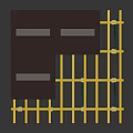 Industrial Construction Scaffolding With Yellow Beams Blue Supports And Gray Panels