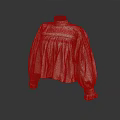 Traditional White Blouse With Red Embroidery And Ruffled Cuffs In Ethnic Style