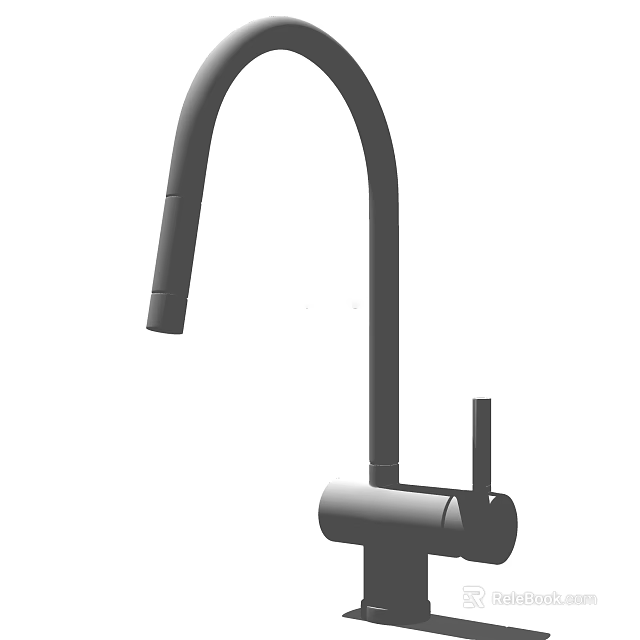 Sleek Modern Single Handle Faucet with Curved Spout and Minimalist Design 3d model 
