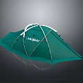 Green Husky Outdoor Camping Tent With White Support Poles And Mesh Design
