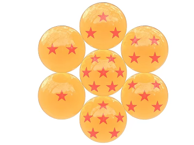 Yellow Spherical Decorative Ornament Set with Red Stars Arrangement Design 3d model