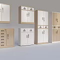 Modern Bookcases With Various Designs White And Beige Cabinet Doors Drawers And Open Shelves