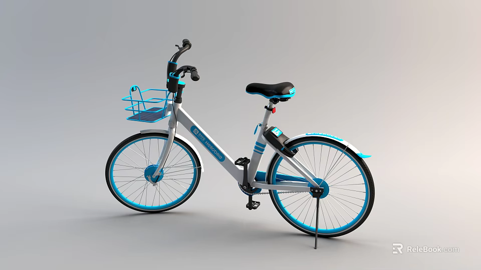 Silver And Blue Urban Commuter Bicycle With Front Basket Rear Light And Lightweight Frame 3d model 