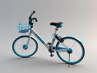 Silver And Blue Urban Commuter Bicycle With Front Basket Rear Light And Lightweight Frame 3d model