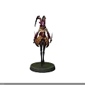 Mythical Warrior Character With Scaled Skirt And Dual Daggers In Red Yellow Outfit