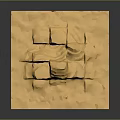 Warm Yellow Wooden Stone Square Panel with Carved Texture and Natural Surface Patterns
