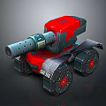 Red Tank 3D Model With Large Caliber Cannon Tracked Wheels And BB 06 Marking