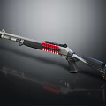 Modern Tactical Shotgun Featuring Red Bullets Black Grip Silver Barrel And Reflection Surface 3d model