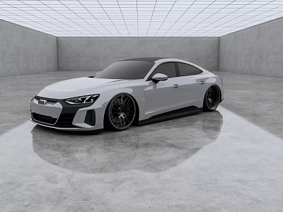 White Sports Coupe With Sleek Design In Modern Indoor Space With Reflective Floor 3d model