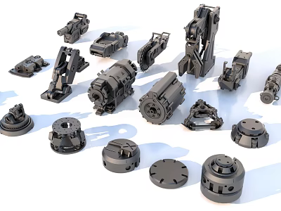 Diverse Industrial Equipment Mechanical Components And Precision Parts Collection 3d model