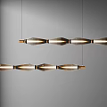 Stylish Linear Chandeliers With Gold Metal Frames And Geometric Glass Lampshades