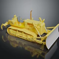 Heavy Duty Yellow Bulldozer With Tracks Blade Cab And Reflective Surface