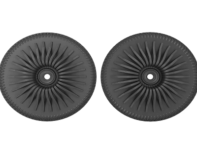 Two Black Circular Artistic Decorative Ornaments With Intricate Carved Radial Patterns 3d model