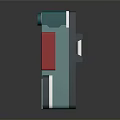 Modern Teal And Red Electronic Device With Control Knob Ventilated Housing And Buttons