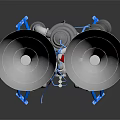 High Performance 3D Rocket Engine Equipment With Twin Large Nozzles And Colored Structural Components