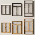 Diverse Window Designs Featuring Wooden And Black Frames For Interior Spaces 3d model