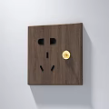 Elegant Walnut Wood Switch Panel with Socket Outlets and Golden Knob in Dark Brown