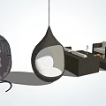 Stylish Woven Hanging Chair With Outdoor Sofa Set And Coffee Table