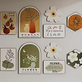 Decorative Wall Art Pieces With Flower Plant Designs And Home Life Words