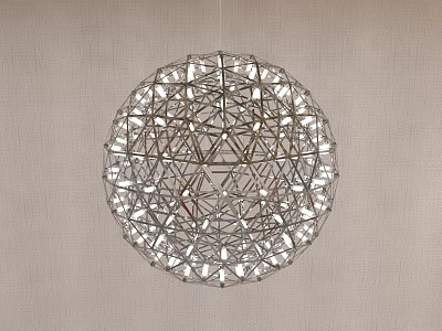 Stylish Modern Spherical Chandelier With Geometric Metal Frame And Bright Illumination 3d model