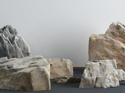 Natural Stone and Wooden Materials with Diverse Textures and Shapes for Decorative Use 3d model