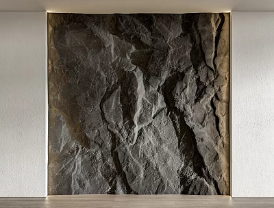 Modern Stone Feature Wall With Natural Textured Surface And Light Frame 3d model