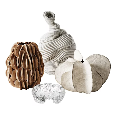 Elegant Handcrafted Decorative Sculptures With Textured Materials And Organic Shapes 3d model