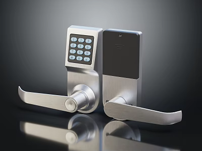 Modern Digital Door Lock With Keypad And Metal Handle For Home Security 3d model