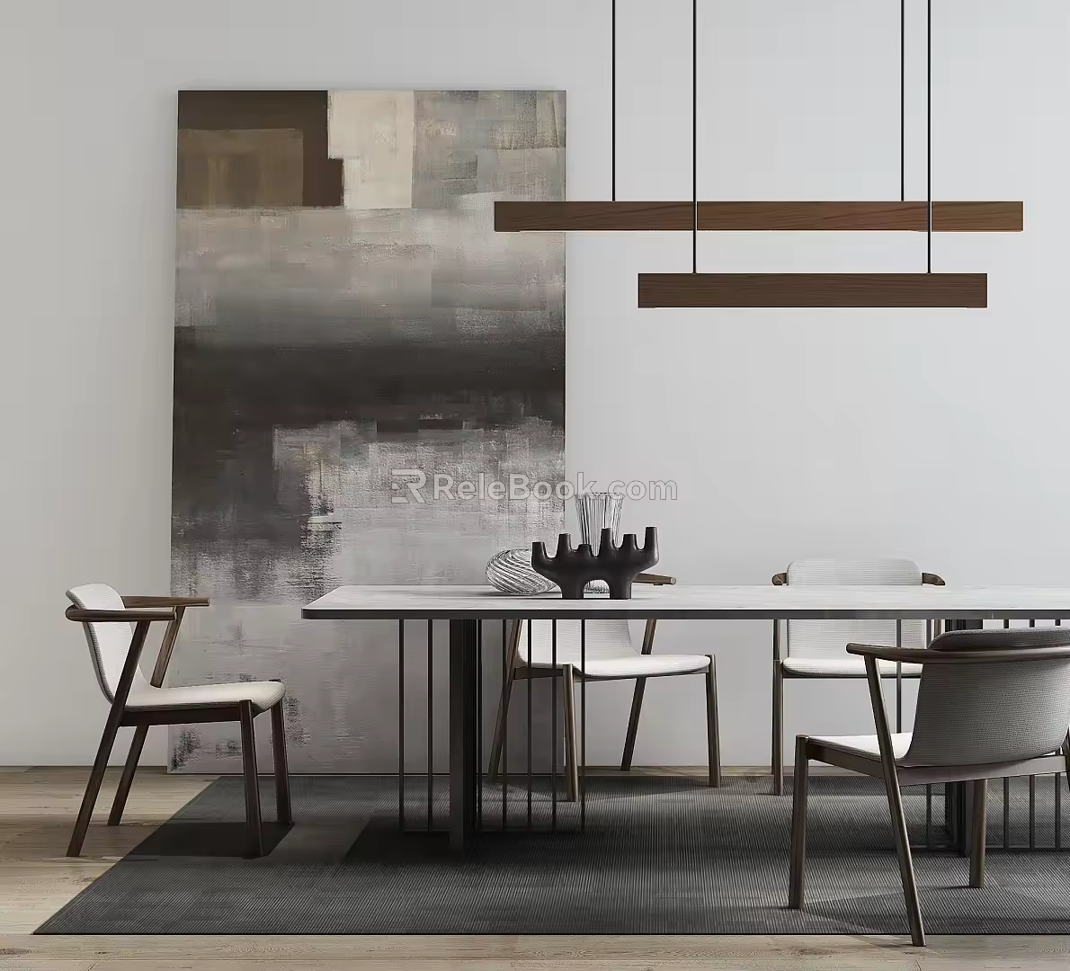 Nordic Dining Table and Chair Combination Table and Chair Combination 3d model