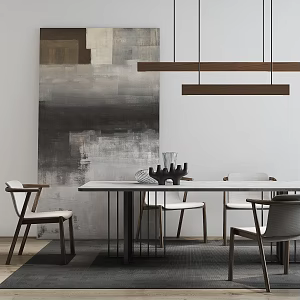 Nordic Dining Table and Chair Combination Table and Chair Combination 3d model