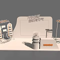 Voice Interaction Channel Display With Shelves Holding Bottles For Interactive Use