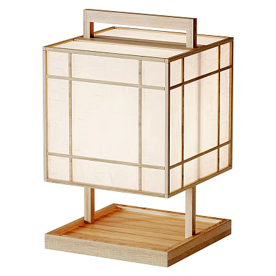Minimalist Japanese Table Lamp With Wooden Frame And Paper Shade Design 3d model