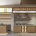 Modern Mall Food Shop Interior With Menu Boards Kitchen Counter And Utensils