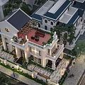 Luxurious Villa Garden Landscape Design With Courtyard Green Plants And Roof Terrace Lighting
