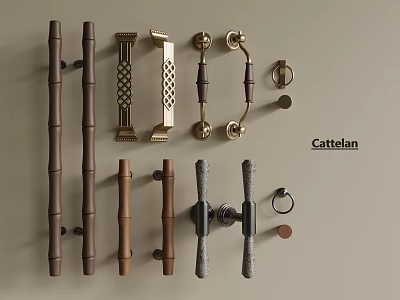 Cattelan Various Stylish Door Handles with Modern Designs and Materials for Home Decor Applications 3d model