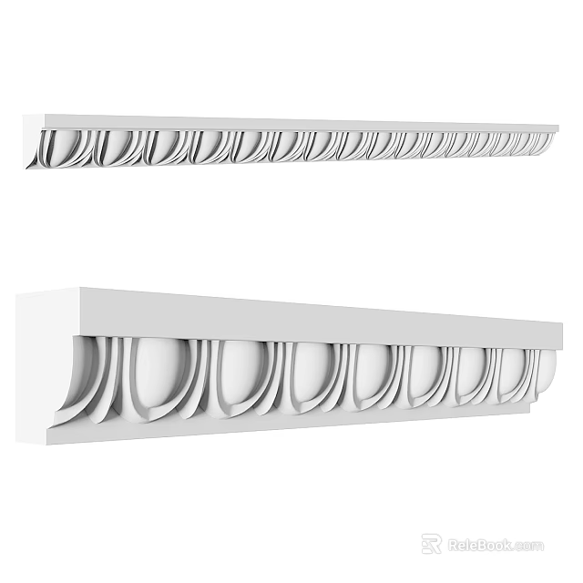 Elegant Decorative Gypsum Cornice with Ornate Pattern for Home Interior Ceiling Decoration 3d model 