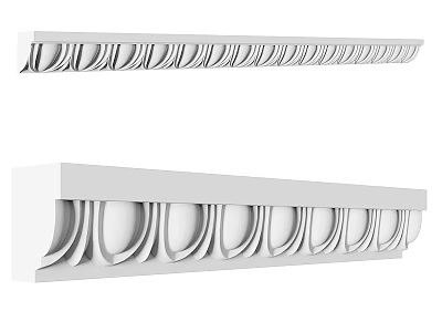 Elegant Decorative Gypsum Cornice with Ornate Pattern for Home Interior Ceiling Decoration 3d model