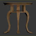 Elegant Round Wooden Table With Curved Legs And Textured Top Surface