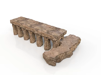 Ancient Stone Architecture With Multiple Columns Stone Slab Roof And Weathered Broken Structure 3d model