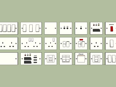 Various Modern Electrical Switch Panels With Different Button Designs For Home Use 3d model