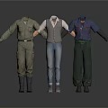Men In Three Different Casual And Work Outfits Standing With Arms Outstretched