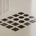 Various Black Metal Floor Drain Covers With Different Patterns And Shapes 3d model