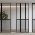 Modern Hinged Doors Interior Design With Glass Panels And Black Metal Frames 3d model