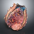 Textured Irregular Spiky Object With Red Brown Surface Blue Orange Spots And Glossy Finish 3d model