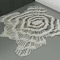 Unique Shaped Black And White Floral Pattern Carpet For Modern Interior Decor 3d model