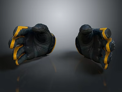 Black And Yellow Protective Gloves For Daily Use And Work Activities 3d model